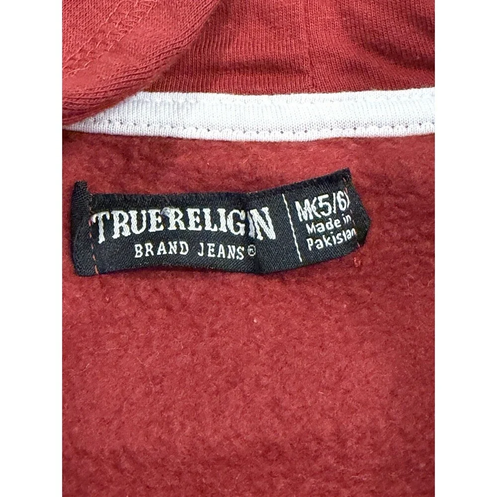 True Religion‎ Hoodie Kids Classic Red Full Zip Sweatshirt Size 5/6 Jacket